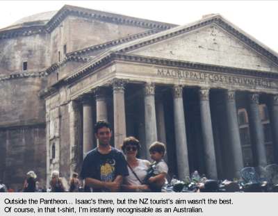 [Outside the Pantheon... Isaac's there, but the NZ tourist's aim wasn't the best]