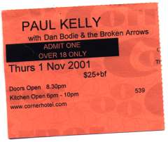 [Paul Kelly ticket]