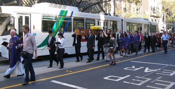 Funeral procession on Collins Street