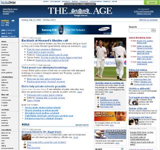 The Age web site front page yesterday