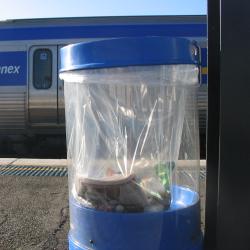 Transparent rubbish bin at Richmond station
