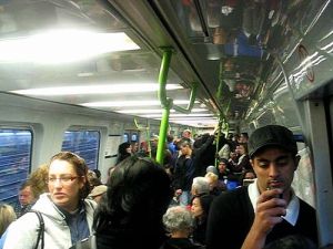 Overcrowded weekend train