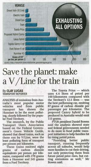 Age story: Save the planet: make a V/Line for the train