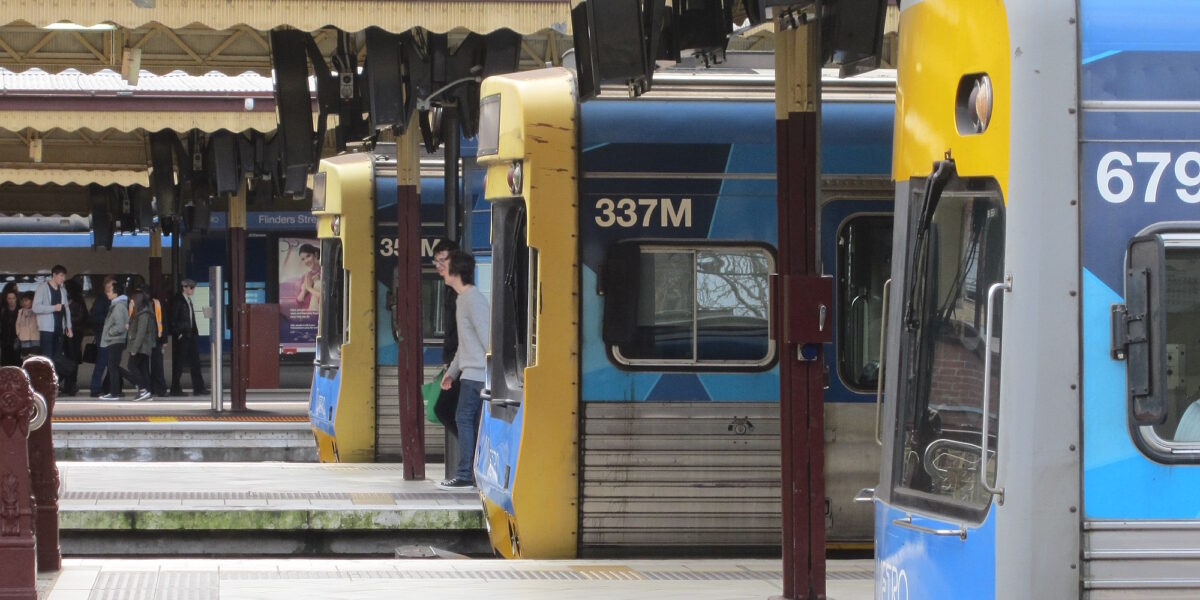 Comeng trains at Flinders Street