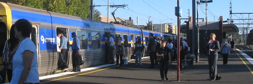 Crowded train at Glenhuntly, 2007