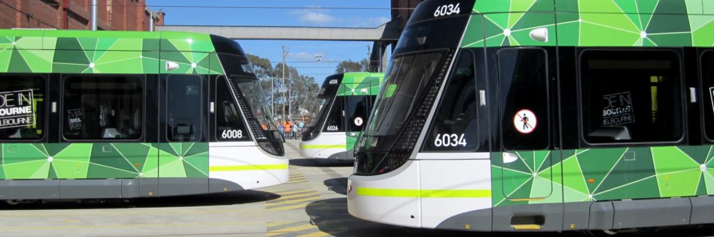 E-class trams at Preston depot