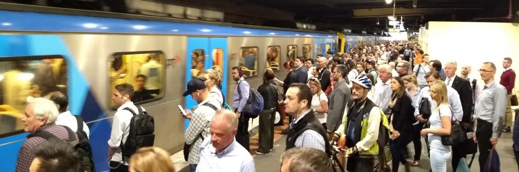 Crowded train platform