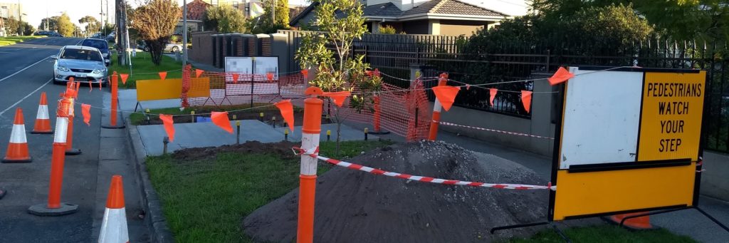 East Boundary Road bus stop under construction