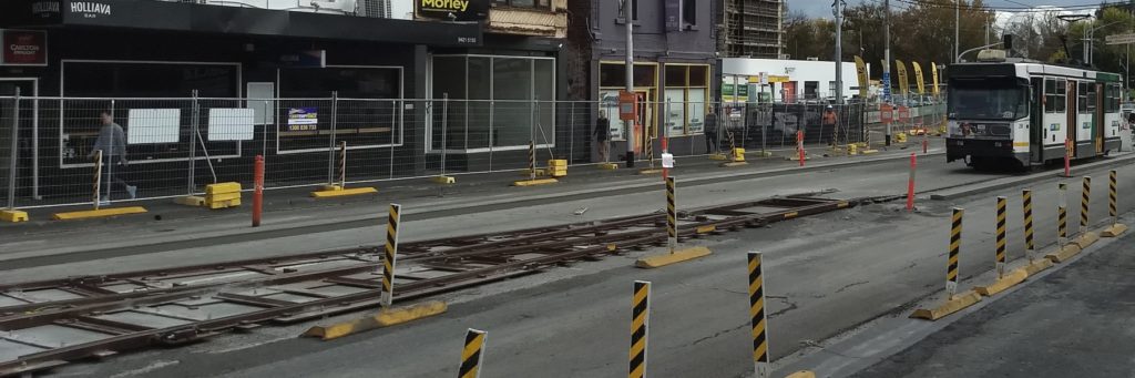 Temporary tram track