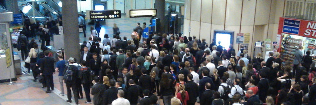 Queue at fare gates