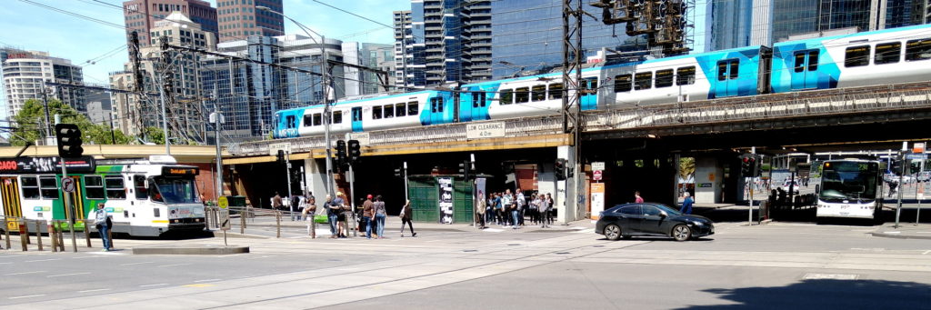 Train, tram and bus