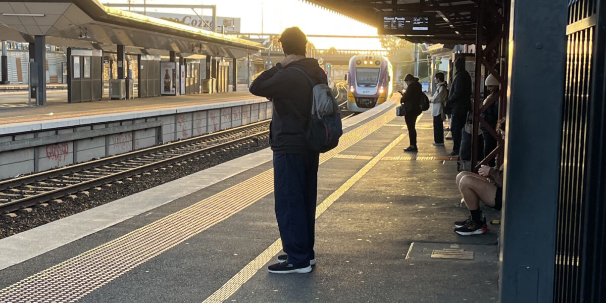 Passengers waiting for a V/Line train