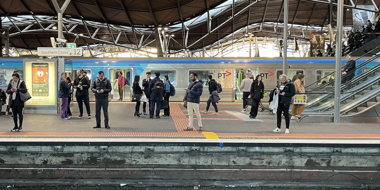 Passengers on the platform at Southern Cross station