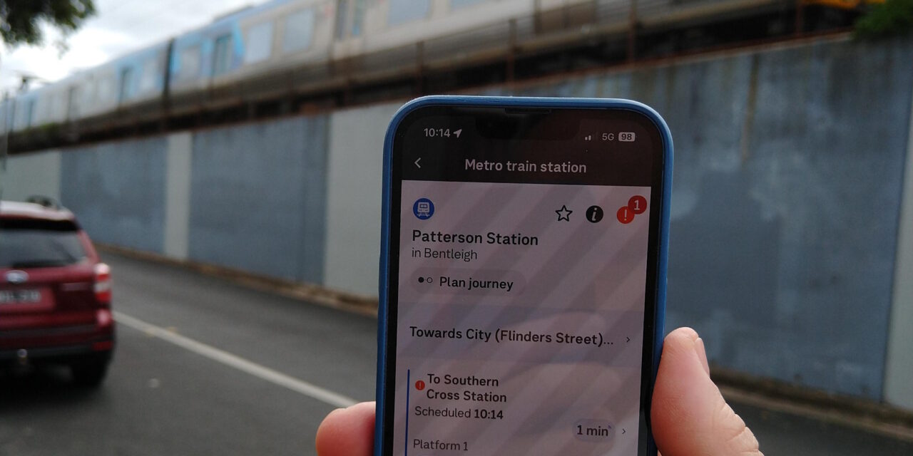 PTV app showing real time train departure information