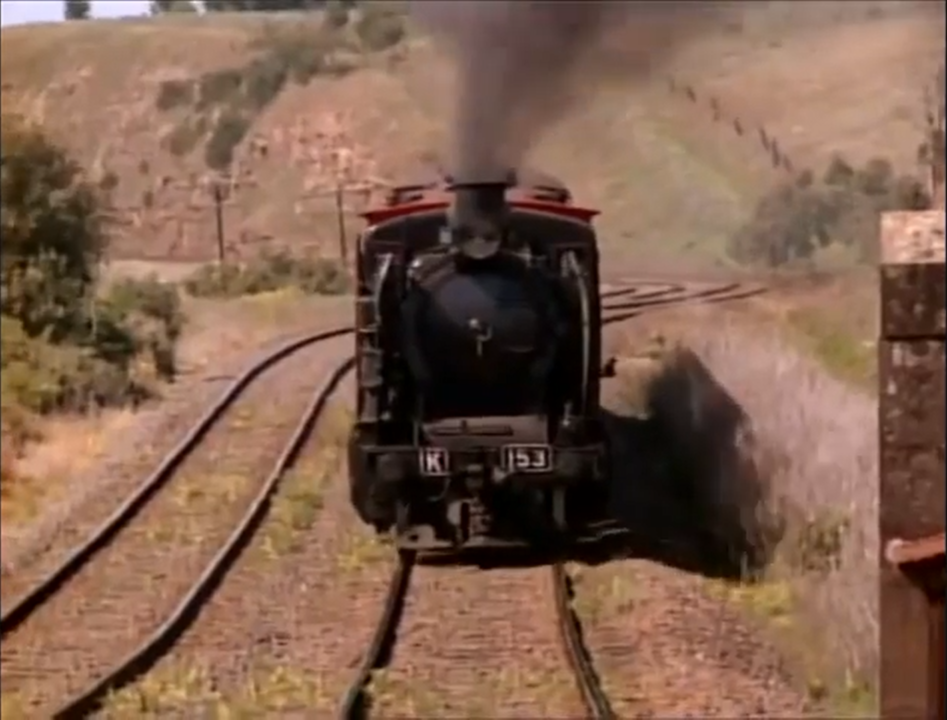 Steamrail engine K153 pulls a train in a scene from Mission Impossible