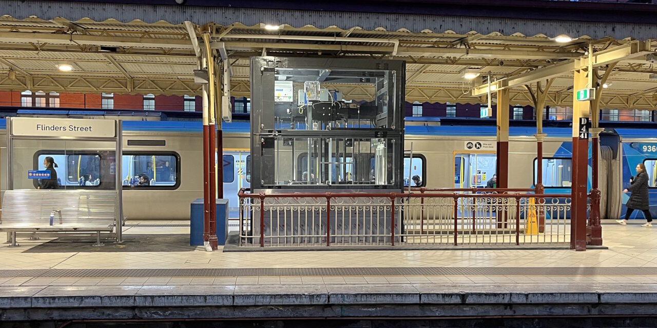 New lift on a platform at Flinders Street station