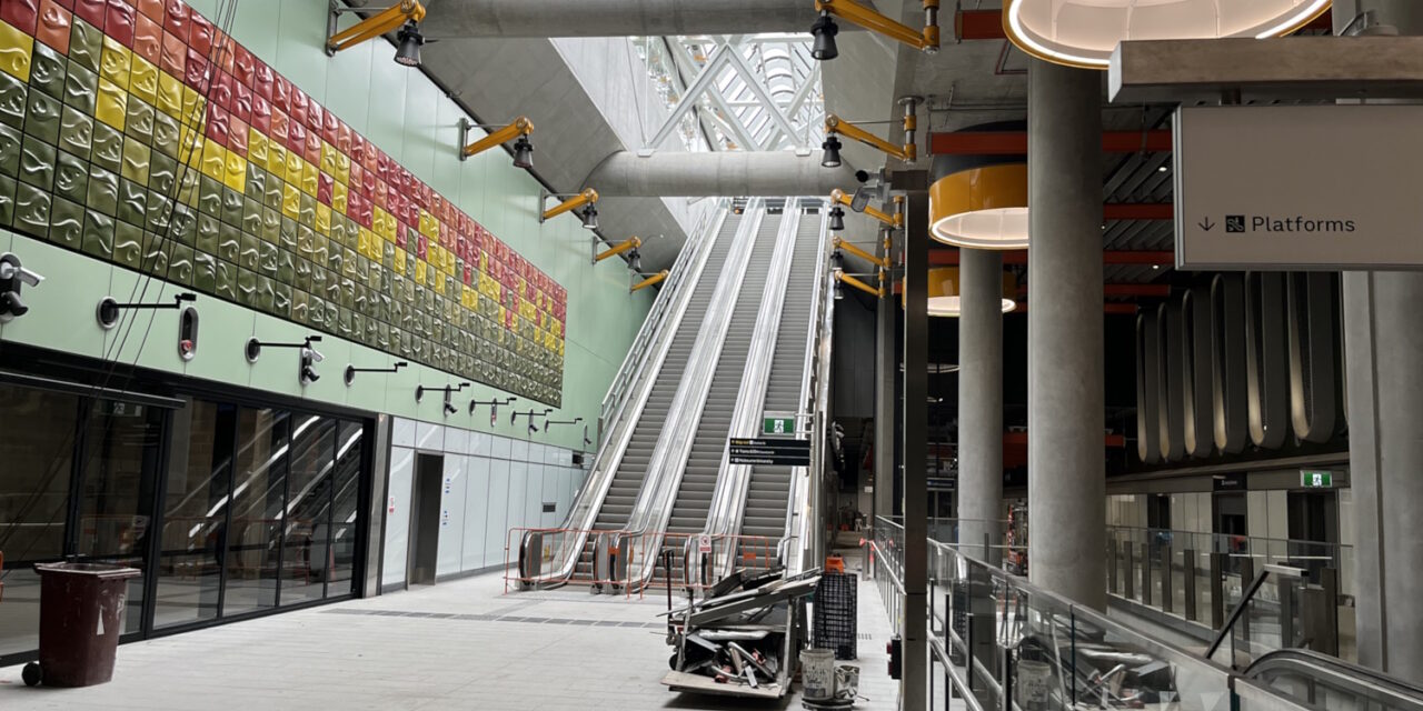 Parkville station concourse, under construction