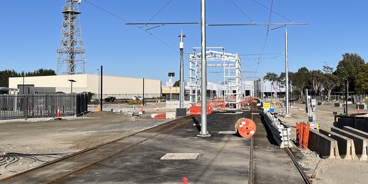 Entry to Maidstone tram depot, under construction