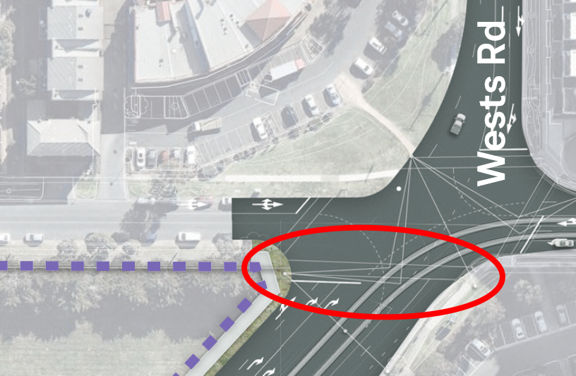 Diagram of proposed changes to intersection at Hampstead/Williamson/Wests Road, Maribyrnong/Maidstone