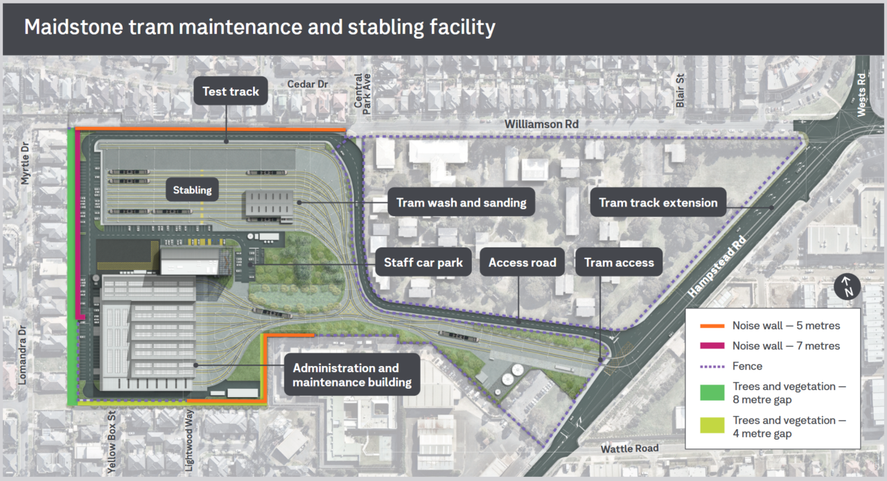 Diagram of proposed tram depot at Maidstone