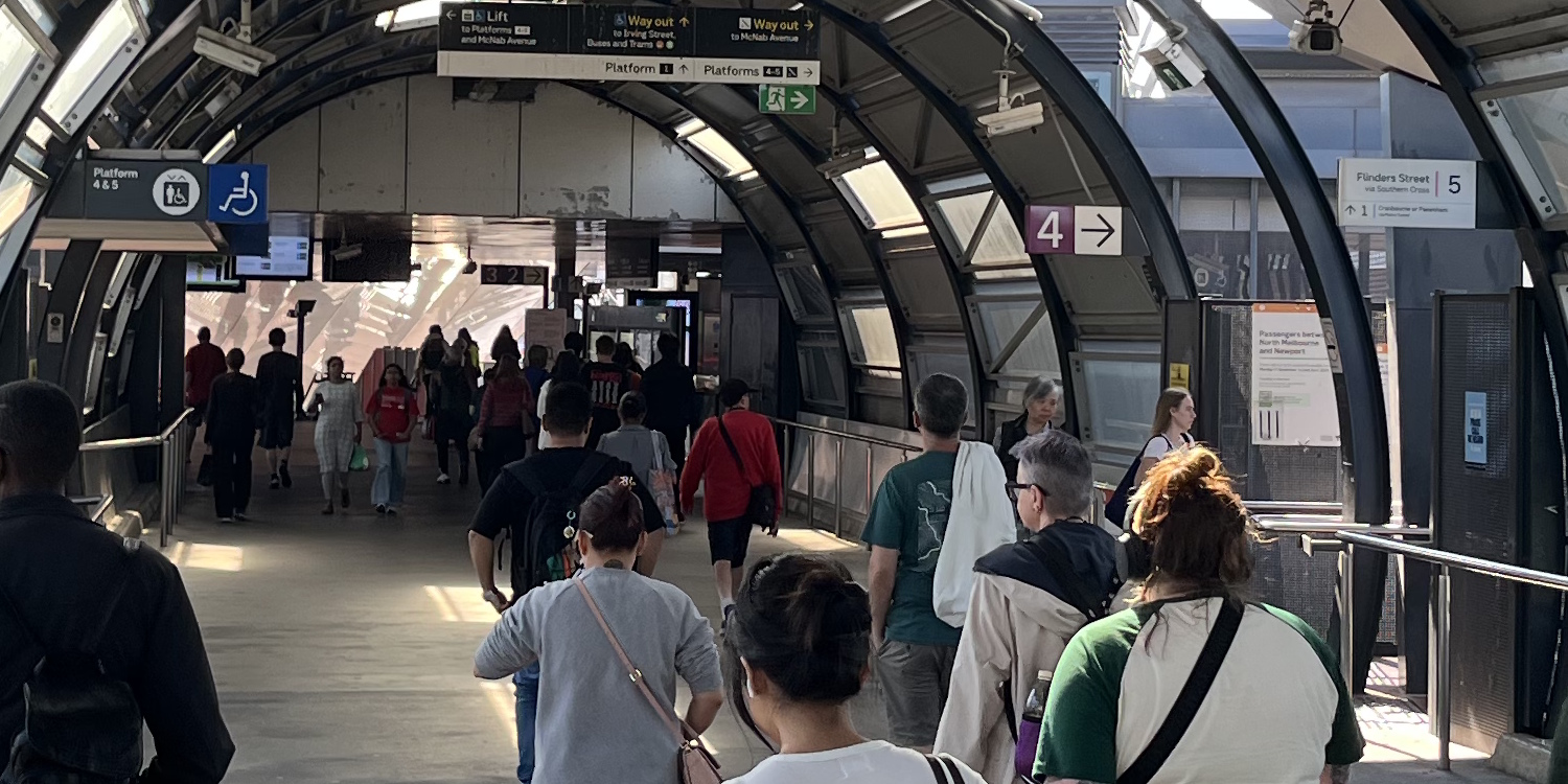 Passengers on the concourse at Footscray station